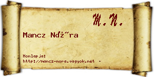 Mancz Nóra névjegykártya